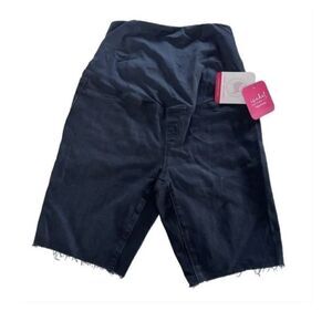 Isabel Maternity Shorts Women Bermuda Cutoff Black Crossover Panel Size 6